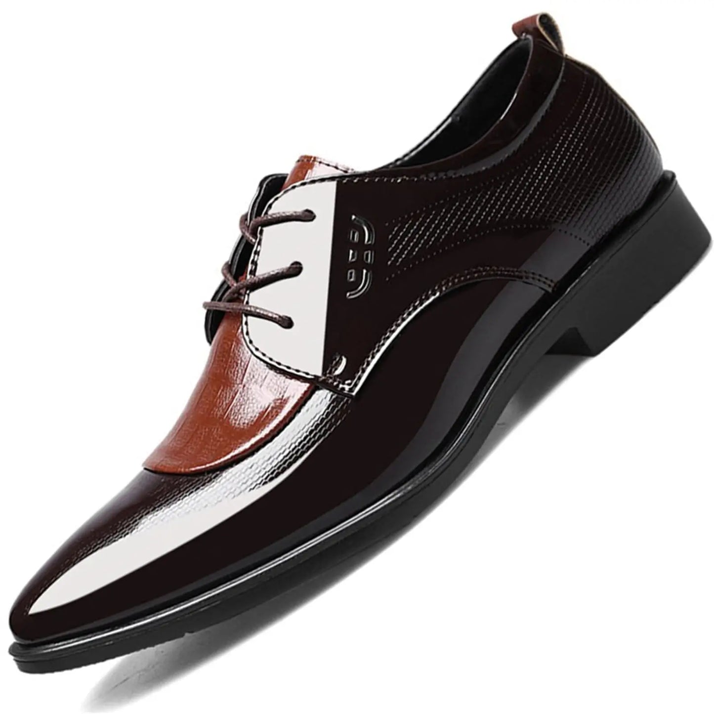 Men's Dress Shoes Cracked Pattern Trendy Oxford Stitching Uppers Business Casual Lace Up Derbys Shoes