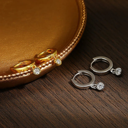 D VVS1 Round Moissanite Pendant Earrings for Women Sparkling Fine jewelry s925 Sliver Plated White Gold Hoop Earring