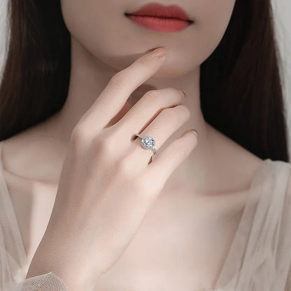 0.3-3CT D Color 100% Real Moissanite Rings for Women Round Sparkling Simulated Diamond Band S925 Sterling Silver Jewelry
