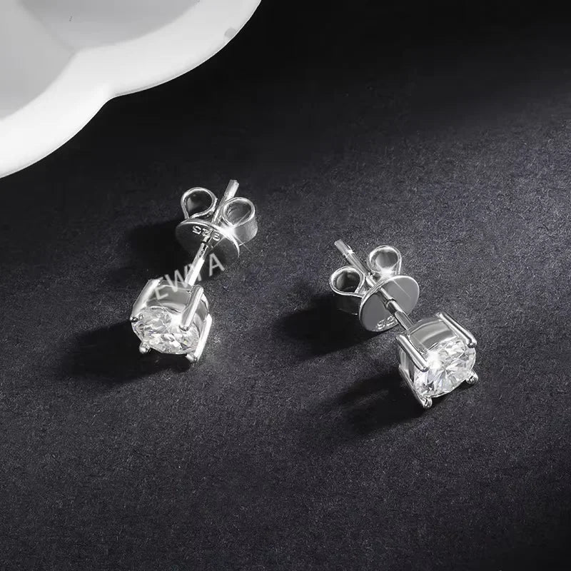 2 in 1 0.5CT Round Brilliant Cut D Color Moissanite Stud Earrings for Women S925 Silver GRA Certified Pierced Earring Gift