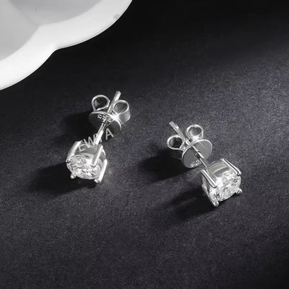 2 in 1 0.5CT Round Brilliant Cut D Color Moissanite Stud Earrings for Women S925 Silver GRA Certified Pierced Earring Gift