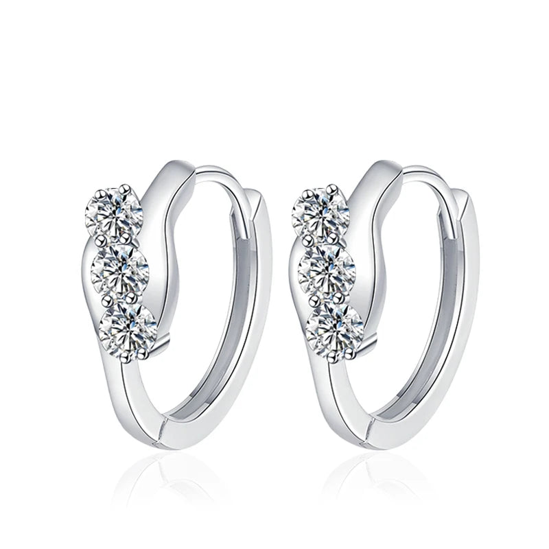 D Color Moissanite Hoop Earrings For Women Wedding Bridal S925 Sterling Silver Stud Earring Wedding Gemstone Jewelry