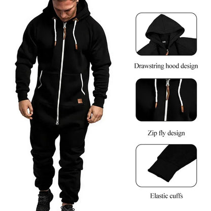 New Custom 3D Full Design Jumpsuit Pajamas Long-sleeved sports pants solid color splicing casual sweater men's zipper hoodie