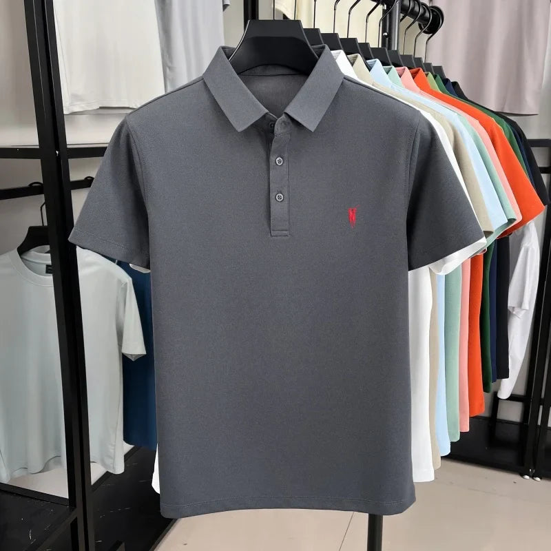 Luxury brand pony embroidery short sleeve polo shirt summer breathable solid color casual men T-shirt fashion high-end Paul top