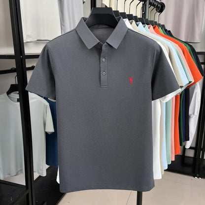 Luxury brand pony embroidery short sleeve polo shirt summer breathable solid color casual men T-shirt fashion high-end Paul top