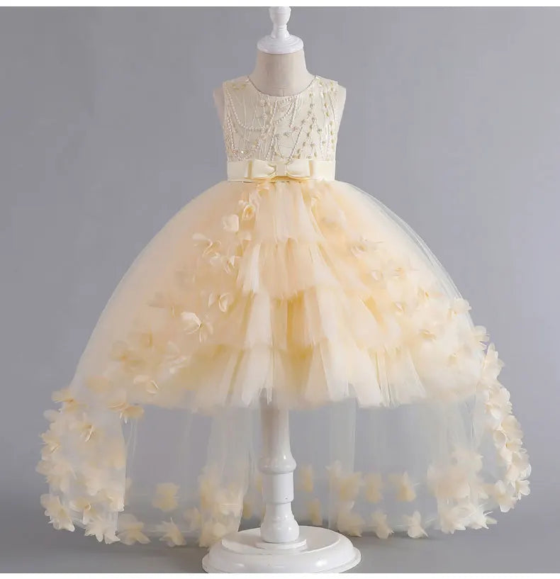 Kids for Girl's 3 to 12 years old Formal Evening Trailing Dress Sleeveless Princess Fluffy Cake Dinner Performance Dance