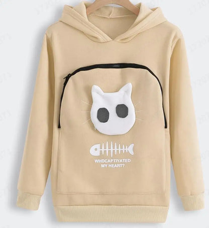 S-3XL Gatos Amantes de Moletom Canguru Cães Pet Pata Dropshipping Pulôveres Bolsa Carinho Peixe Bolso Canguru