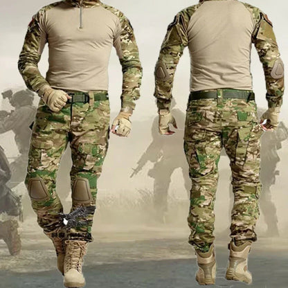 Camouflage Hunting Tactical Pants Training Wear-resistant Hiking Pants Hunting Outdoors Camping Cargo Pant with Knee Pads New