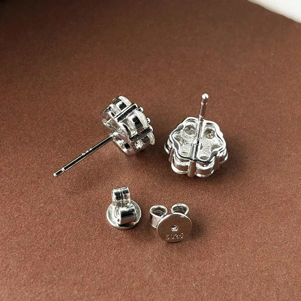 2.5/3MM D color Moissanite Flower Stud Earrings For Women S925 Silver Sparkling Lab Diamond Earrings Wedding Fine Jewelry