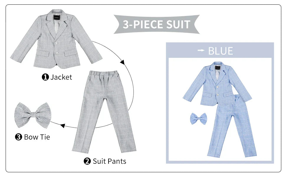 Boys Suit Wedding Ring Bearer Outfit Kids Suit Set Plaid Striped Blazer Suit Pants Bow Tie Pink Suit 2-14Years