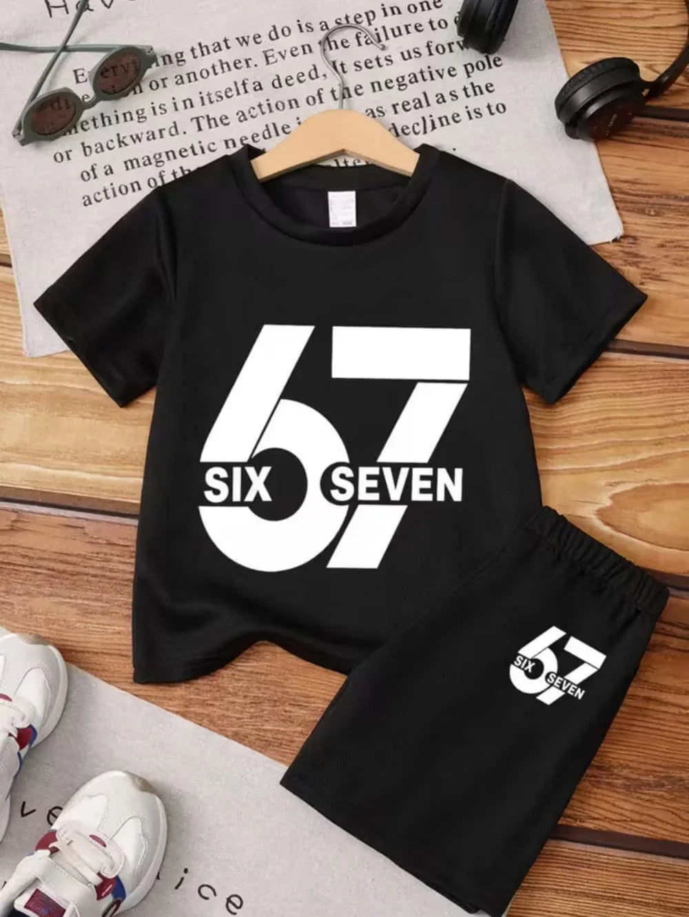 New Cool 67 Funny 3D Print Kids T-Shirt Shorts Set Fashion Children's Clothes Casual Boy Girl Short Sleeve Shorts Football Sets
