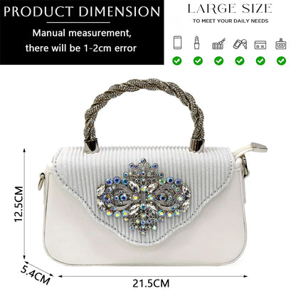 Latest Wedding Pointed Toe Women's Shoes High Heel White Color Rhinestones Party Ladies Shoes And Bag Set