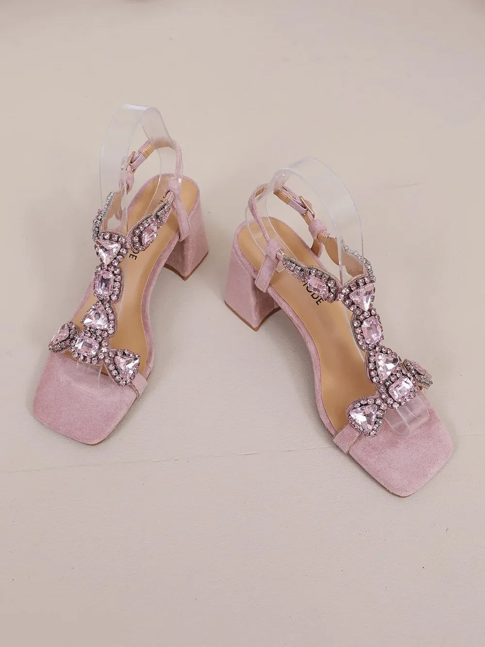 Women'S High Heels Open-Toe Sandals Square-Heeled Fashionable Shoes