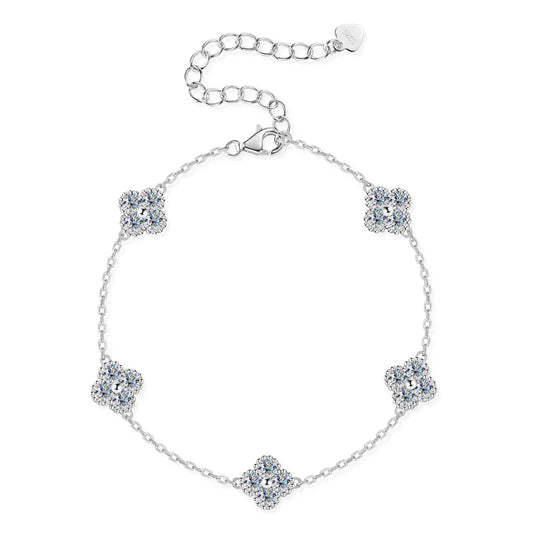 2025 New 925 Silver Flower Clover Bracelet Moissanite 3mm for Women 18k Gold Plated Fine Jewelry Certified Lab Diamond D-E