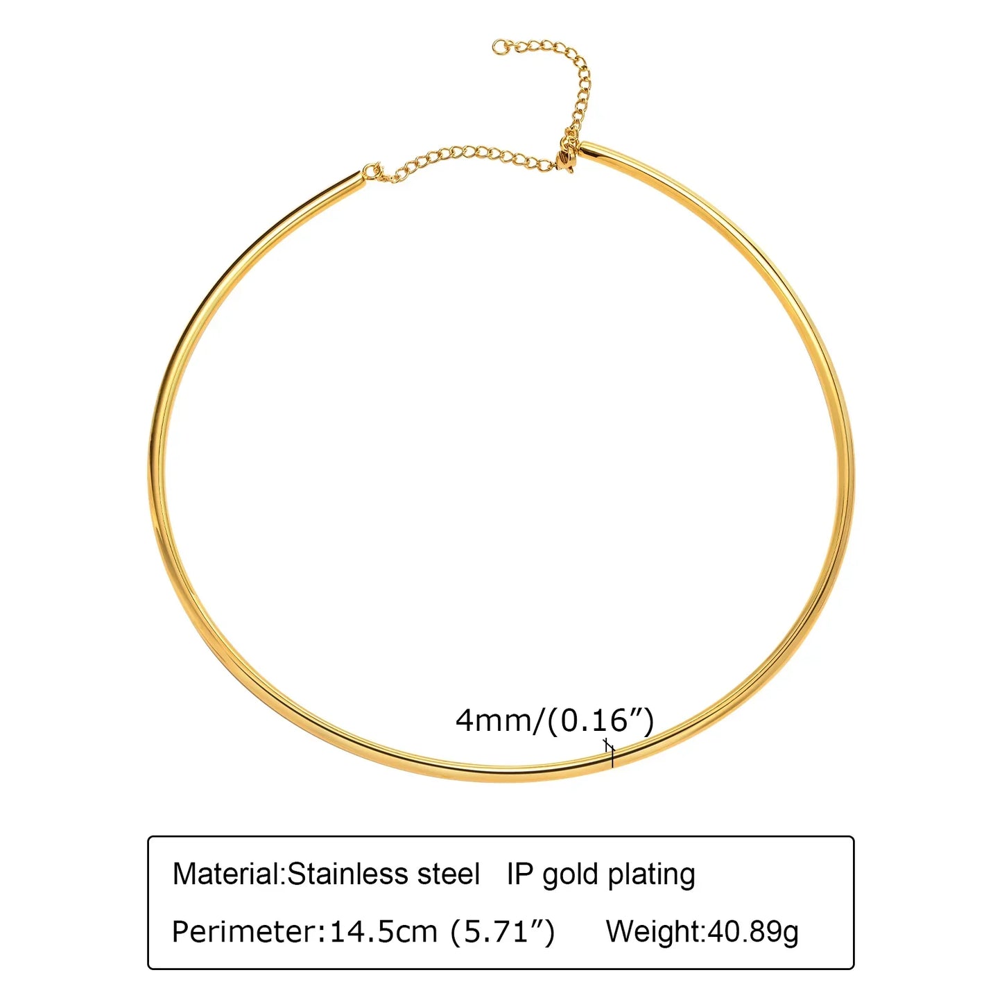 Choker Neck Cuff for Women, Open Collar Choker Torques Necklace Adjustable ,Simple Stainless Steel Jewelry