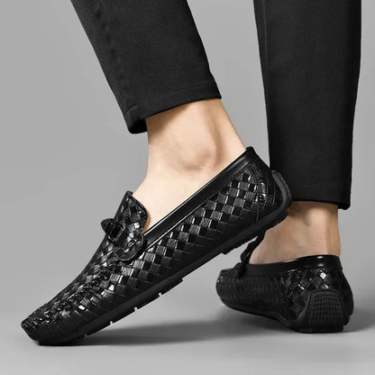 Sapatos Masculinos de Couro Slip on Respiráveis Sapatos Casuais Masculinos Marca de Luxo Mocassins Masculinos Sapatos Leves Masculinos para Dirigir Zapatos Hombre