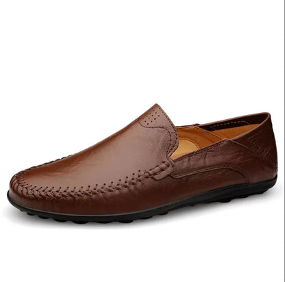 Sapatos Masculinos de Couro Genuíno Costurados Sem Deslize Loafer Feito à Mão Negócios Casamento Tamanhos Grandes Sapatos Formais Casuais para Homens