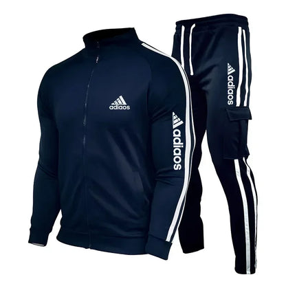 2025 New Men's Zipper Tracksuit Set Sweatshirt and Sweatpants Sports Suit Running Fitness Clothing