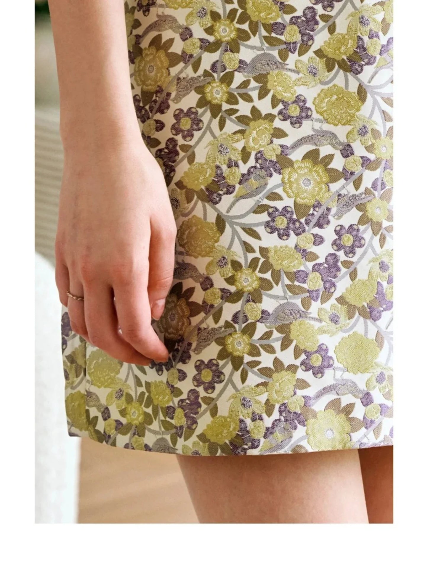 Women's Floral Mini Skirts 2026 Summer A-line Jacquard Irregular Chic Leather Buckle Short Skirt O21QB55108