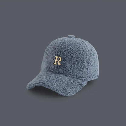 Baseball Cap Winter Hats For Women Men Unisex Letter Metal Logo Imitation Cashmere Keep Warm Simple Casual Winter Cap New Velvet