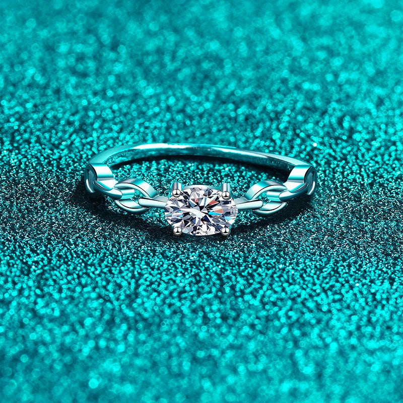 0.5ct D Oval Cut Moissanite Ring for Women 925 Sterling Silver Lab Diamond Engagement Wedding Rings Jewelry Bands
