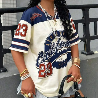 Men's California 23 Printed V-Neck Short Sleeve T-Shirt Summer Graphic Tee Baseball Jerseys Plus Size Women's Sport T-Shirt