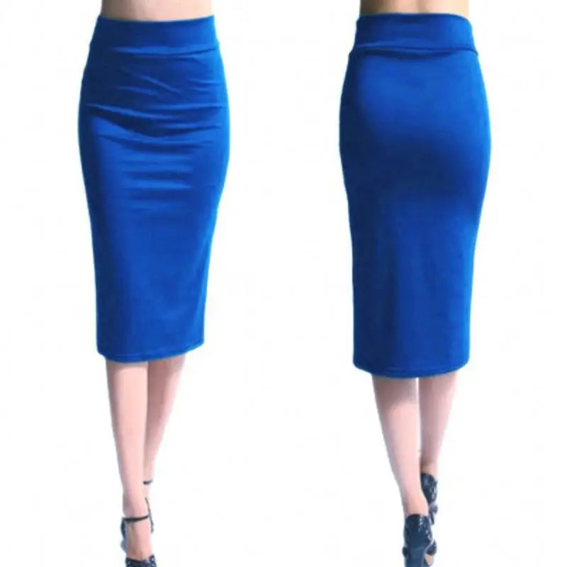 Women Pencil Skirt New Ladies Office Stretch Bodycon Midi Skirt Female High Waist Mid-Calf Jersey Skirts Puls Size XL