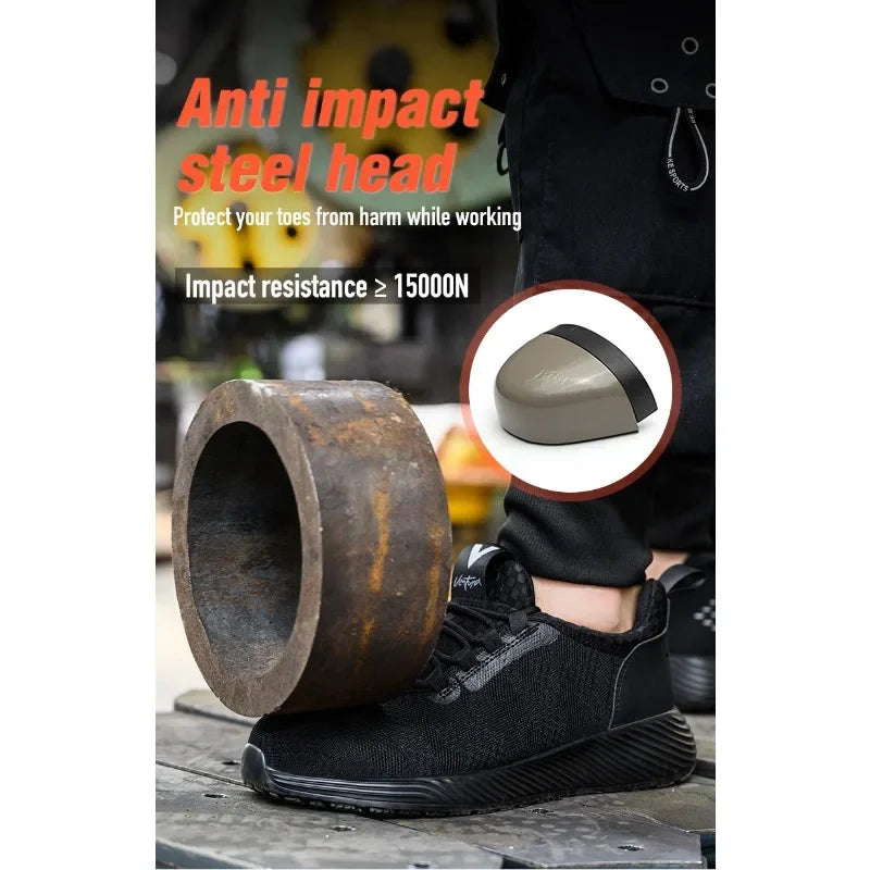 Men's Anti Smashing and Anti Stabbing Lightweight  Comfortable, Breathable  Protective and Safety Shoes