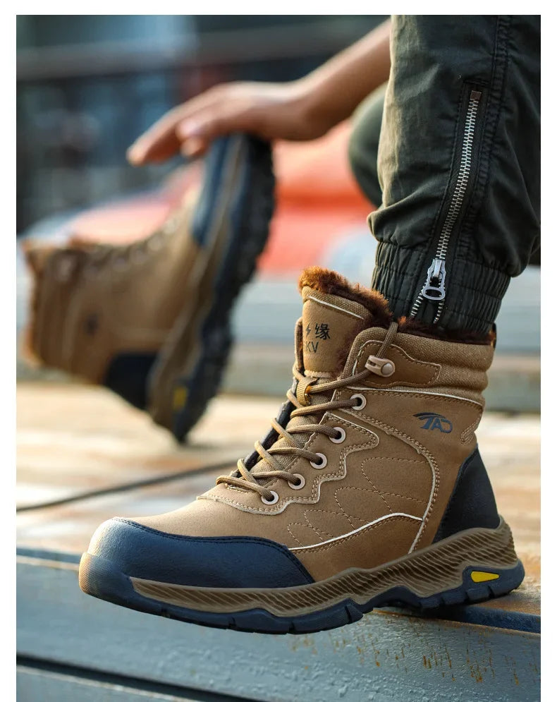 Insulated Anti Smashing  Anti Stabbing Welding Shoes for Safety Work Electricians Use Plush and Thickened Labor Protection Shoes