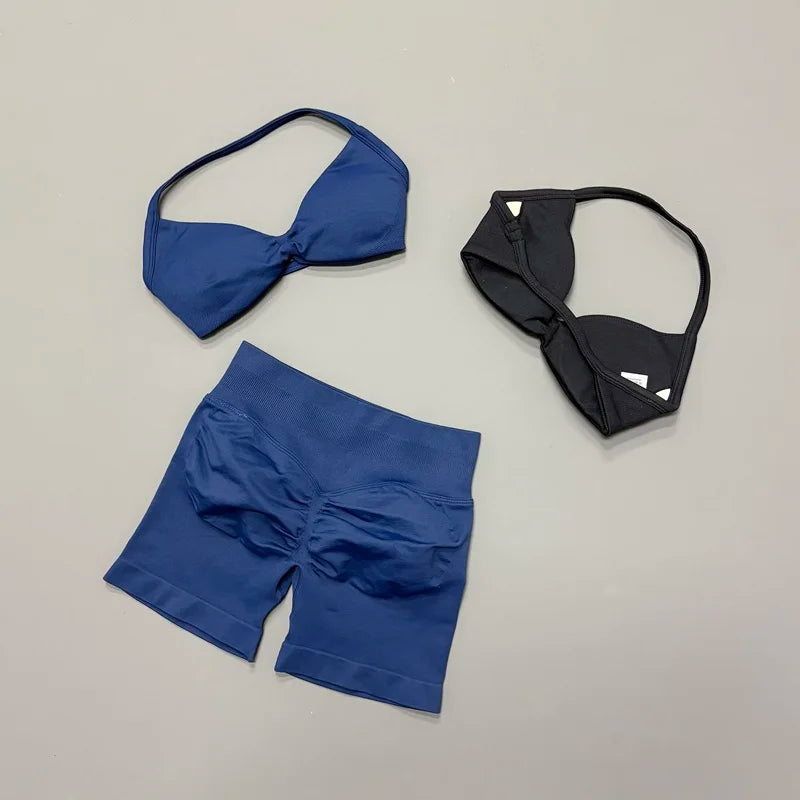 2PCS HISTELLO Sports Seamless Yoga Set Push Up Women Bra Scrunch Butt Lift Leggings Ultra Soft Comfort Yoga Workout Wear