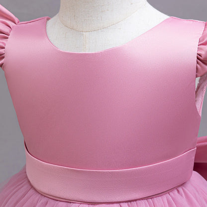 My Little Ponys Toddler Girls Pink Princess Dress Baby Girl Birthday Party Tutu Gown Backless Bow Beading Costume