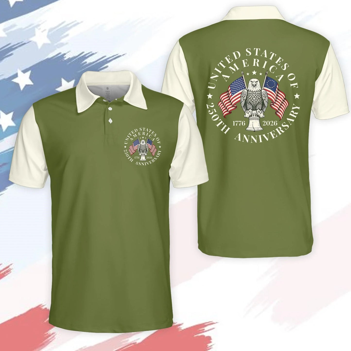 New Men USA 250th Anniversary Golf Polo Shirt 1776 2026 American Eagle Flag Patriotic Short Sleeve Casual Comfort Shirt