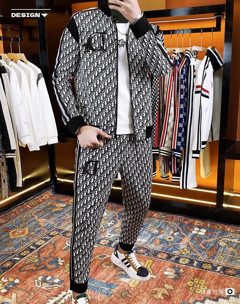 Spring and autumn men's casual suit 2025 new coat men's clothing ruffian handsome set with autumn two-piece set