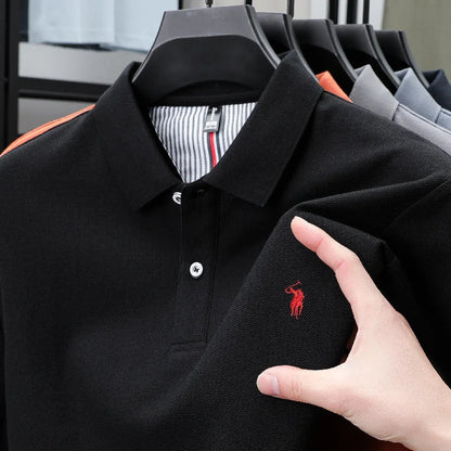 100%cotton luxury men's classic pony embroidery comfortable polo shirt fashionable summer new top breathable short sleeved shirt