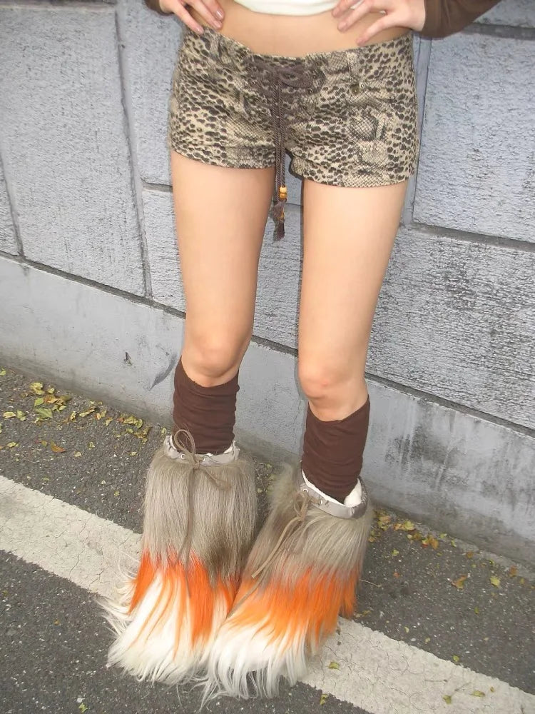 Vintage Leopard Printed Denim Shorts Women Sexy Y2k Low Waist Gyaru Streetwear Summer 2024 Grunge Female Short Jeans