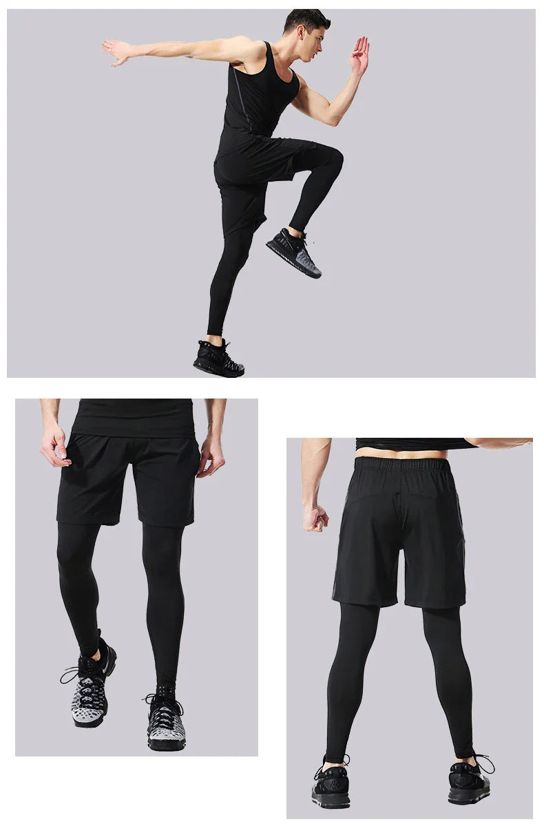 Men's compression sports pants fast drying fitness sports pants running tight pants training tight pants black red gray line