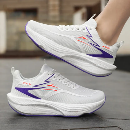 Men Sports Running Shoes Carbon Board Air Cushion Breathable Lightweight Women's Comfortable Athletic Nonskid Sneakers