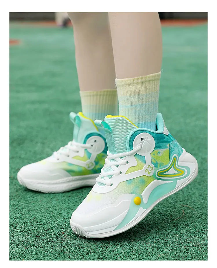 Children Basketball Shoes Breathable Mesh Boys Fashion Sneakers Girls School Sport Shoes Kids Casual Trainers Outdoor Athletic
