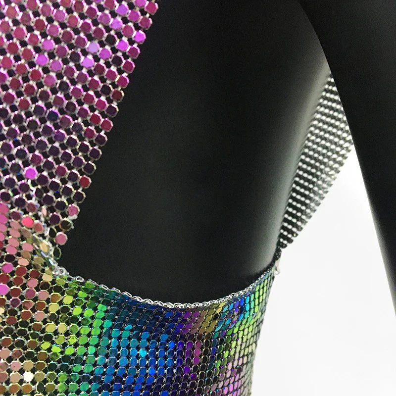 Sexy Metal Sequin Tank Top For Women y2k Summer Beach Backless Crop Top Rave Festival Club Outfits Camisole