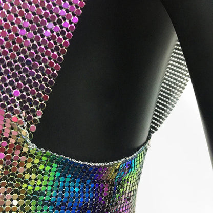 Sexy Metal Sequin Tank Top For Women y2k Summer Beach Backless Crop Top Rave Festival Club Outfits Camisole