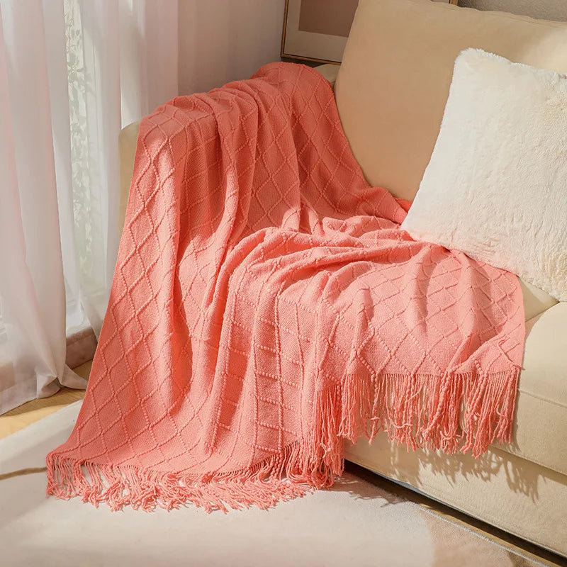 Aesthetic Nordic Plaid Knitted Throw Thread Blankets on the Bed Sofa Throw Travel TV Nap Blankets Soft Towel Bed Plaid Tapestry