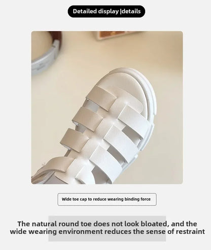 2025 Summer New Children Fashion Sandals for Girls American Style Soft Thick Sole Non-slip Versatile Cool Woven Roman Beach Shoe