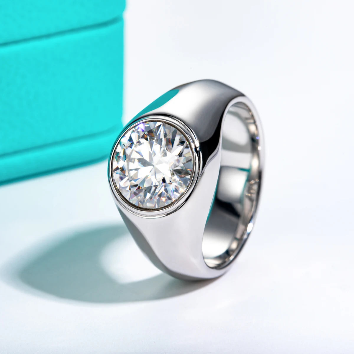 4ct D Color Moissanite Men Rings 18K Gold Plated  Silver Engagement Bezel Rings For Men Factory Jewelry Wholesale