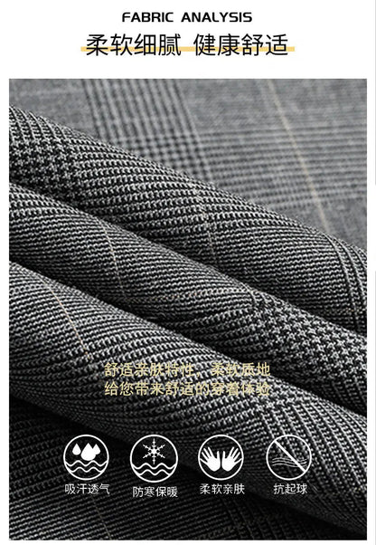 Suits (blazer+ Pants) Men Fashion Business Casual Solid Color Korean Version Slim-fit Plaid Gentleman Wedding Work S-5XL