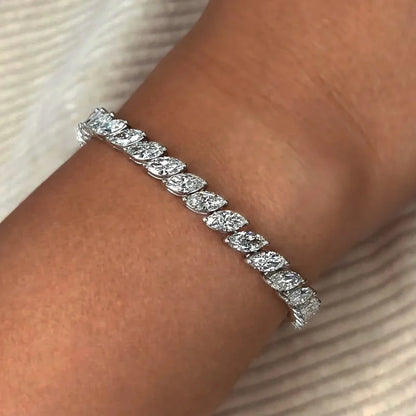 0.5carat Marquise Cut Moissanite Tennis Bracelets for Women Men  925 Silver Plated 18k Gold Lab Diamond Bangle with Certificate