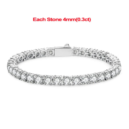 2-5mm Moissanite Tennis Bracelets for Women Men Lab Diamond S925 Silver Plated White Gold Bracelet Spring Clasp Wedding Jewelry