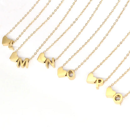6MM Heart Dainty Initial DIY Necklace Gold Color Letter Choker Necklace For Women Pendant Jewelry Gift