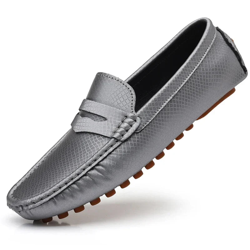 Fashion Men Leather Casual Shoes Soft Lightweight Breathable Slip-on Mens Driving Shoes Comfortable Loafers Moccasins