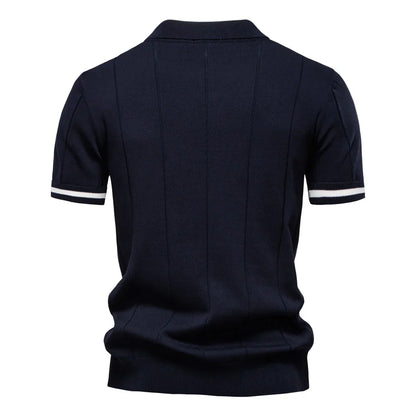Men's Solid Color Sport Zipper Polo Shirt Athletic Social Polo Shirts for Men Office Slim Fit Polo