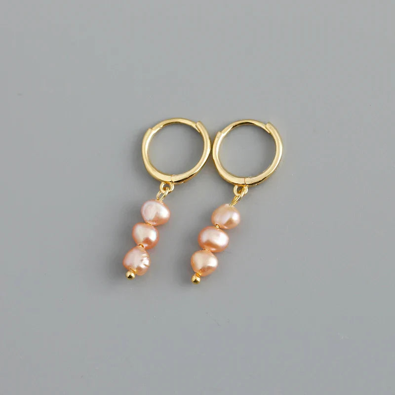 Genuine 925 Sterling Silver Natural Freshwater Baroque  Pearl Unusual Earrings for Women Chic Charming Goth Jewelry 2021
